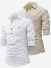 Mens Casual Slim Fit Full Sleeve Cotton Kurta (Pack 2)